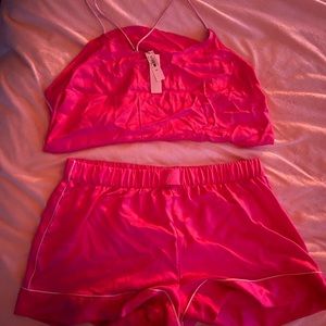 Victorias Secret Pink Satin Sleep Set